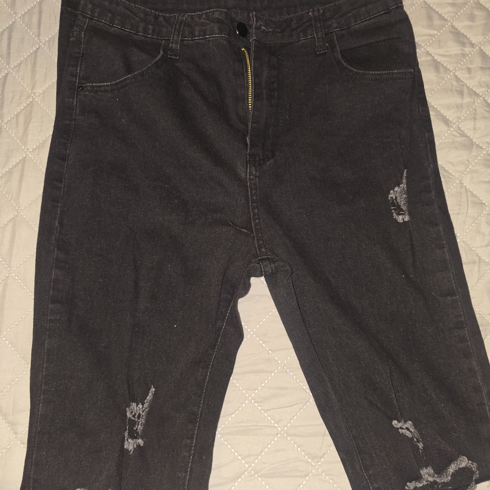 Women's Large Black Distressed Jeans